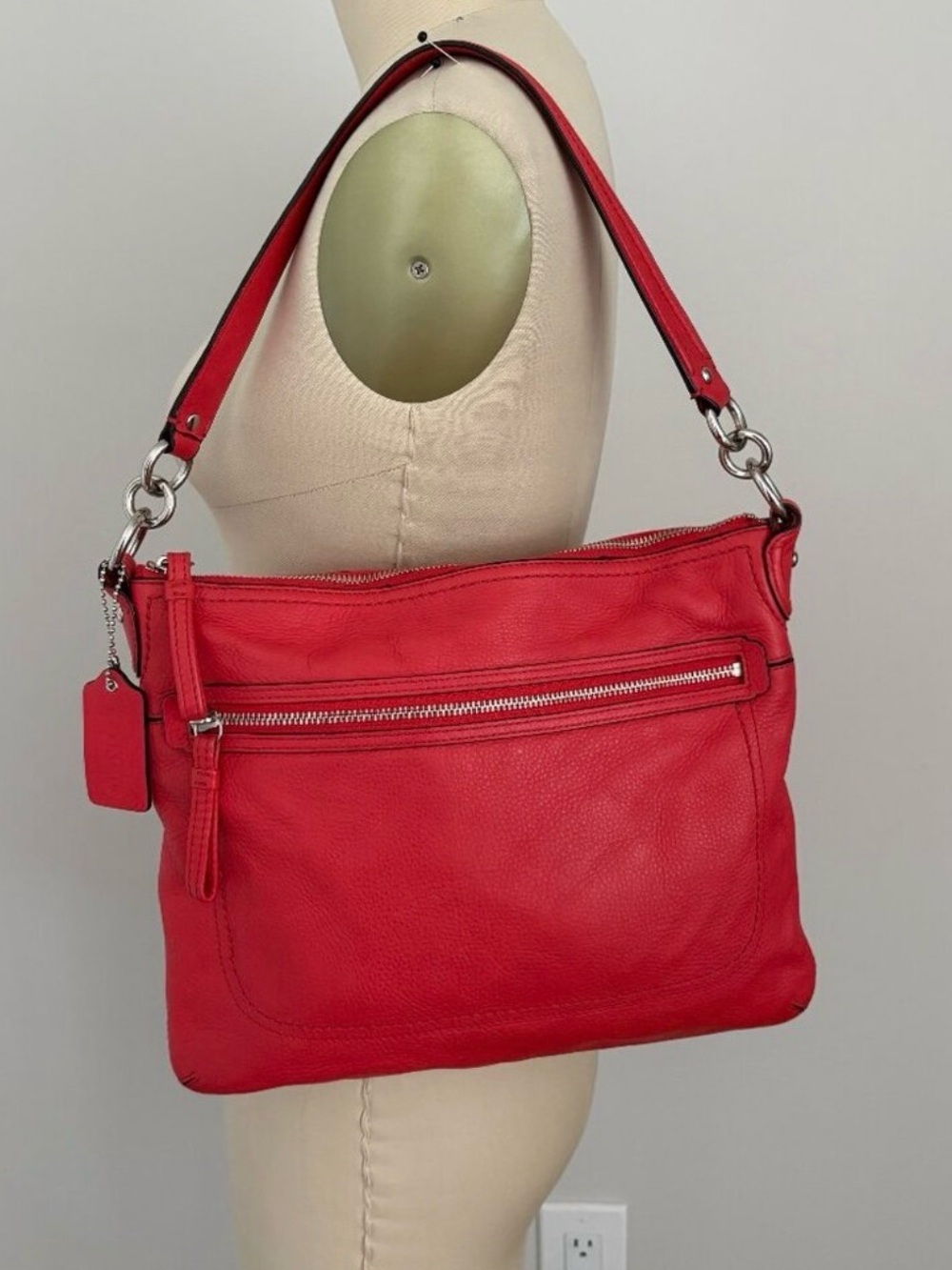 Coach poppy pebbled leather hippy red bag 22421M
